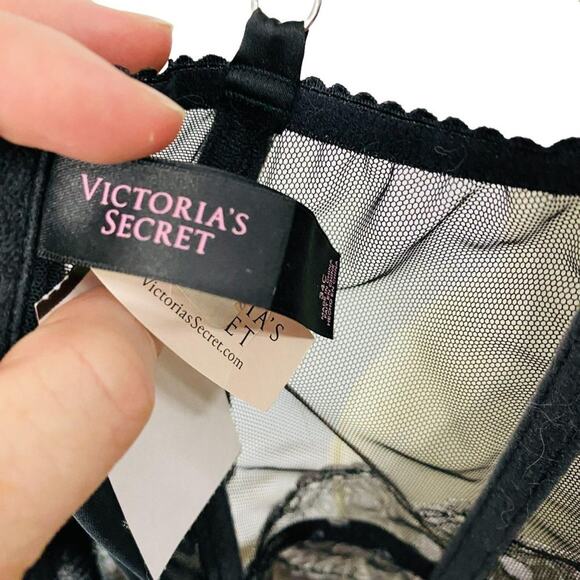 Victoria's Secret Bustier Corset Black with White Polka Dots 34C - Picture 4 of 8